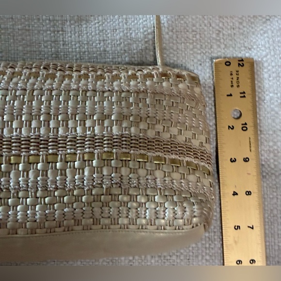 Vintage 1980s Sharif Gold & off whiteMetallic Woven LeatherShoulder Bag - Picture 15 of 16